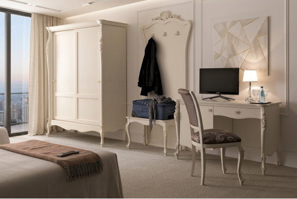 Classic Bedroom Complete Set Stool Desk Wardrobe 5-piece.