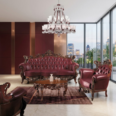 Luxury Furniture Sofa Set Couch Sofa Upholstery 3 + 1 Seater Coffee Table Wood 3-piece set.