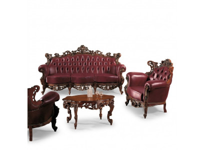 Luxury Furniture Sofa Set Couch Sofa Upholstery 3 + 1 Seater Coffee Table Wood 3-piece set.