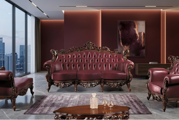 Chesterfield 3-seater couch leather sofa luxury design Italian furniture