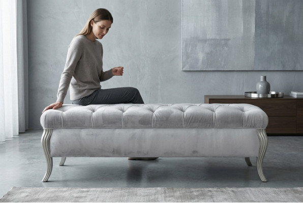 Chesterfield Design Ottoman Oval Pouf Footstool Furniture Upholstered Stool Seat Stool