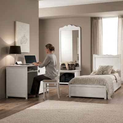 Bed, desk, bedroom design, hotel furnishing sets, 4-piece set mirror