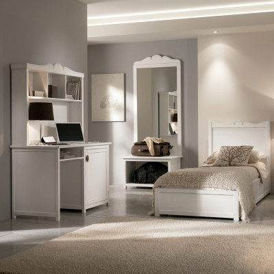 Bed, desk, bedroom design, hotel furnishing sets, 4-piece set mirror