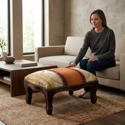 Ottoman Seat Chaise Upholstered Pouf Benches Design Upholstered Stool Footstool