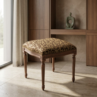 Living room designer stool wood textile footstool ottoman pouf stool