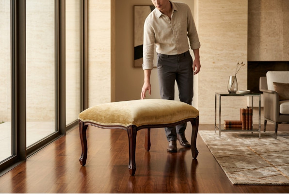 Living benches, seating textile beige design, stools, upholstered stools, footrests, furniture