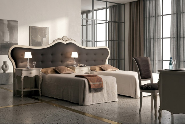 Hotel furnishings 2x beds design modern bedroom luxury furniture 2-piece set