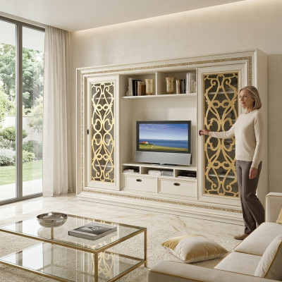 Television cabinet wall unit living room wall TV wall unit solid wood modern real wood new
