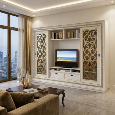 Television cabinet wall unit living room wall TV wall unit solid wood modern real wood new