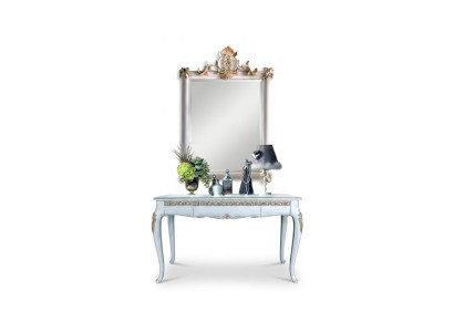 Furniture Style Baroque Console Table Mirror Wood Italian Tables Consoles 2-piece set.
