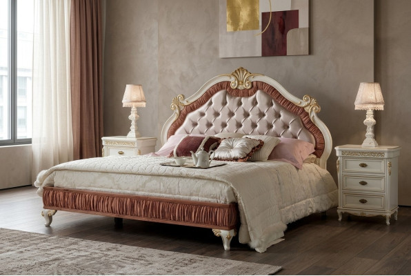 Modern design luxury bed furniture new bed 2x nightstands 3 pcs. bedroom set