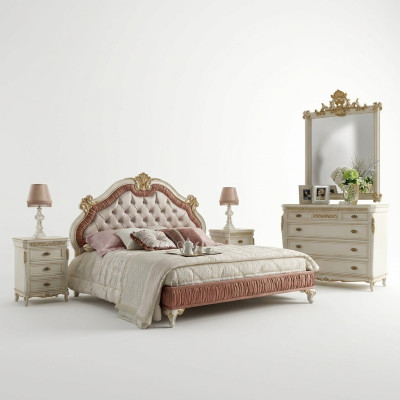 Bed Cushion Chesterfield Double Bed 180x200cm Wood Hotel Beds Bedroom
