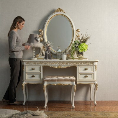 Vanity table bedroom stool set dresser table classical console mirror