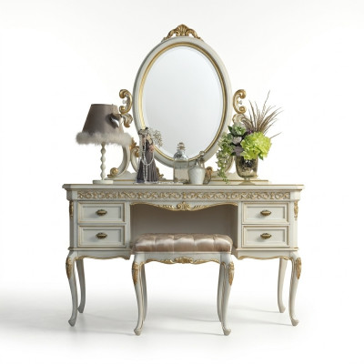 Vanity table bedroom stool set dresser table classical console mirror