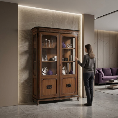 Furniture Real Wood Sideboard Designer Luxury Wood Display Cabinet Buffets Italian