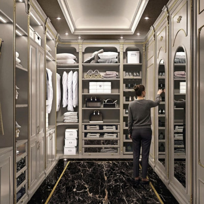 Walk-in closet luxury dressing room classic wardrobe custom-made