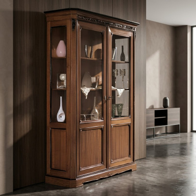 Showcase Wood Luxury Cabinets Classic Sideboard Design Furniture Italian Brown