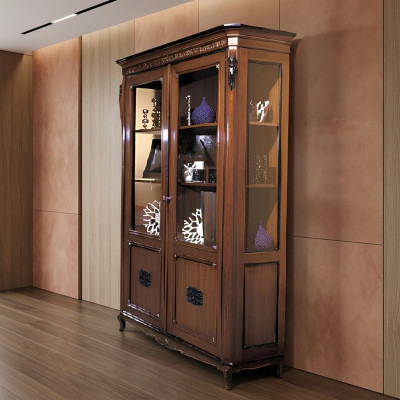 Classic furniture Italian furniture wood brown showcase chic display cabinet