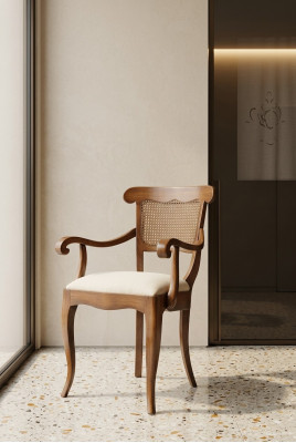 Designer chair with armrests, country house dining room kitchen chairs, fabric new armchair