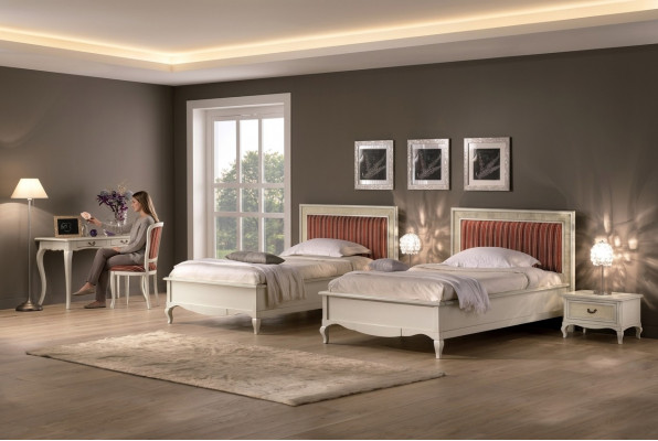 Design Bedroom 6-piece Bedroom Complete Set Bed Nightstand Secretary Wood