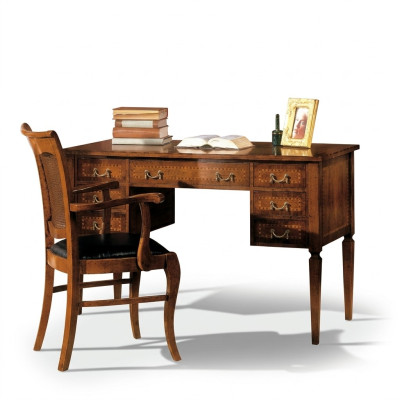 Desk chair wooden armrests desk office furniture Italian 2-piece set new