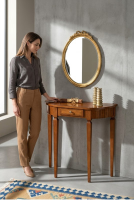 Art Deco style furniture console table mirror wood Italian tables consoles 2-piece set
