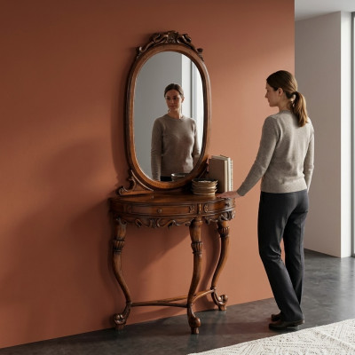 Tables Consoles Table Side Bedroom Wood Mirror + Console Table Dressers