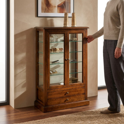 Living room furniture solid wood display cabinet glass cupboard real wood sideboard display cabinet