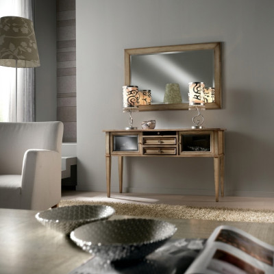 Country style console dressing table with mirror console table brown