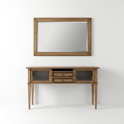 Country style console dressing table with mirror console table brown