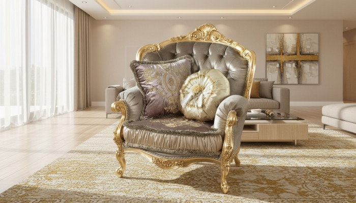 Furniture Chairs New Art Deco Design Armchair Textile Living Room Lounge Luxury Design