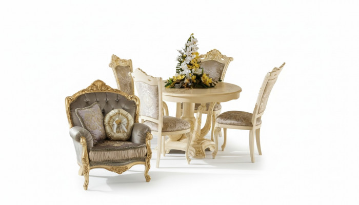 Furniture Set Dining Table 4 Chairs Luxury Dining Room Furniture Group Italy 5-piece