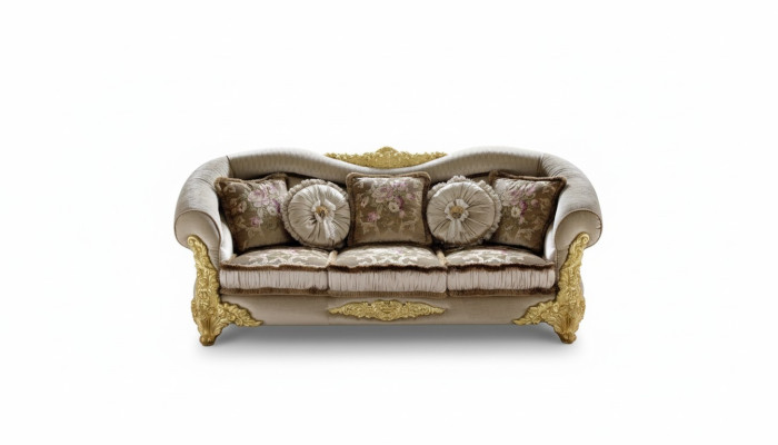 Furniture Textile Sofa Baroque 3-Seat Classic Three-Seater Sofa Couch Upholstery