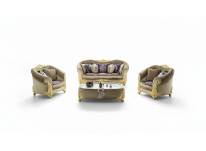 Sofa Upholstery 3 2 1 Seater Baroque Wood 3pc. Luxury Furniture Classic Sofa Set