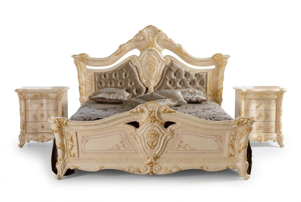 Luxury Design Double Hotel Beds New Bedroom Solid Wood Upholstery