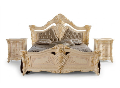 Luxury Design Double Hotel Beds New Bedroom Solid Wood Upholstery
