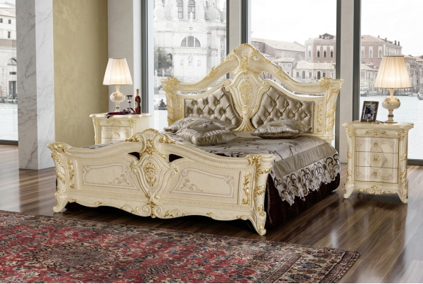 Designer furniture modern bed 2x nightstand 3-piece bedroom set luxury