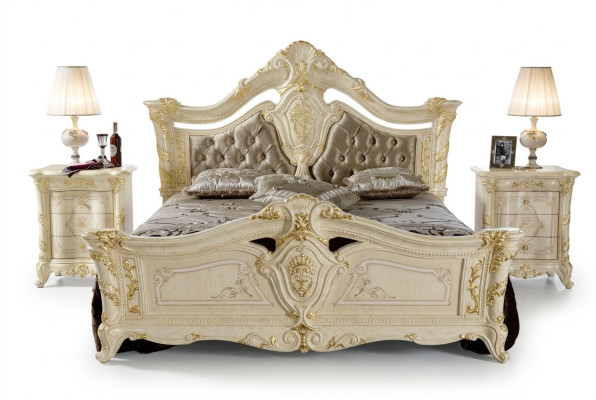 Designer furniture modern bed 2x nightstand 3-piece bedroom set luxury