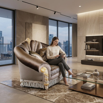 Upholstered Relax Fabric Textile Lounge Club Single-seater Furniture New Armchair Designer Chair