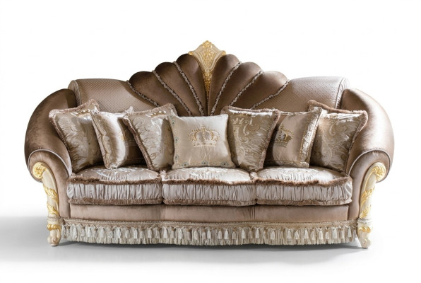 Classic Upholstered 3-Seater Leather Couches Velvet Sofa Three-Seater Couch Italy