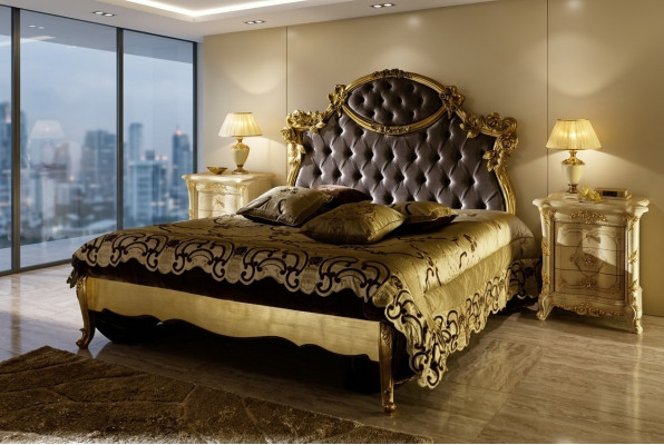 Classic bed luxury beds Chesterfield bedroom hotel baroque furniture new