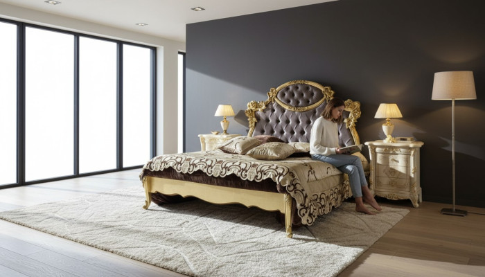 Bed Bedroom Set Design Furniture Classic Luxury Beds New 2x Bedside Table 3-piece.