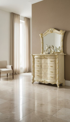 Chest of Drawers Set Italian Furniture 2-Piece Solid Wood Chest of Drawers with Mirror Sideboard