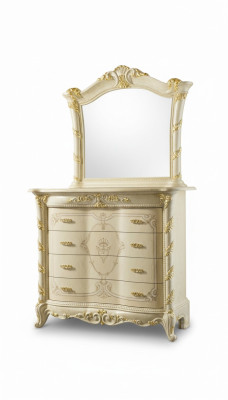 Chest of Drawers Set Italian Furniture 2-Piece Solid Wood Chest of Drawers with Mirror Sideboard