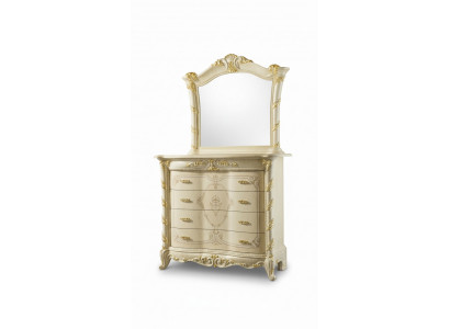 Chest of Drawers Set Italian Furniture 2-Piece Solid Wood Chest of Drawers with Mirror Sideboard
