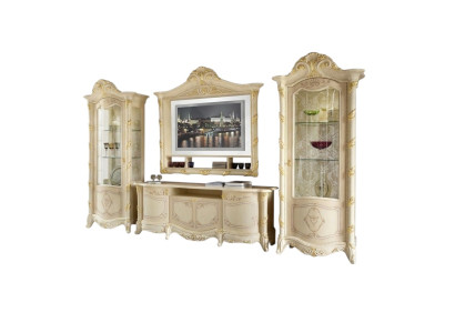TV frame low board side RTV living room sideboard 2x display cabinet 4-piece set Italy