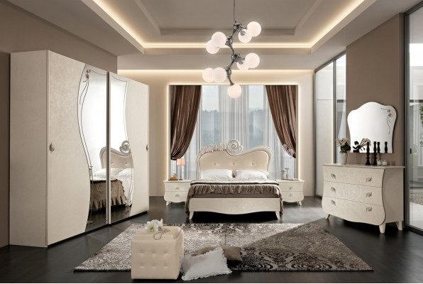 Design Bedroom Complete Set Nightstand Wardrobe Baroque Rococo 6-piece.