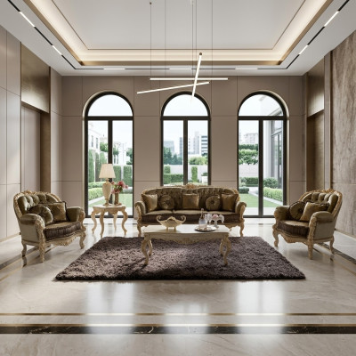 Seating arrangement 3+2+1 seater furniture upholstery fabric Italian Chesterfield design