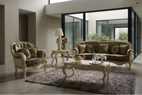 3+2 Seater Sofa Set Design Upholstered Textile Sofas Relax Classic New Brown