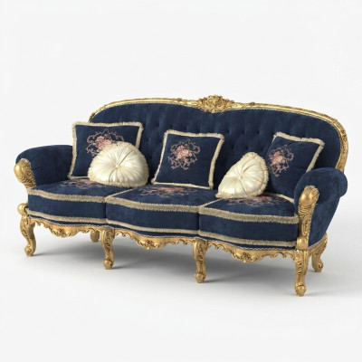 Chesterfield Classic Three-Seater Sofa Living Room Landscape Textile Sofas 3 Seat New